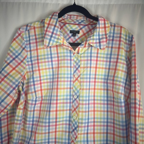 Talbots Sz:1X Multicolor Pastel
Plaid Long Sleeve Blouse Shirt Top - Picture 3 of 13
